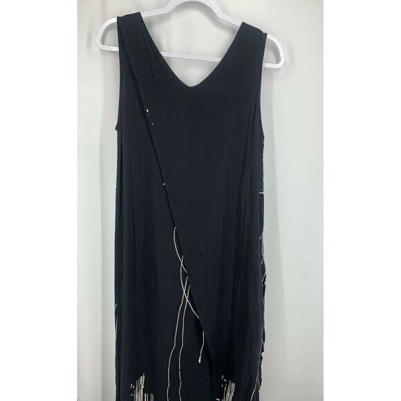 Vaho Long Black Dress Abstract Art Sleeveless 8/10 - Picture 1 of 4